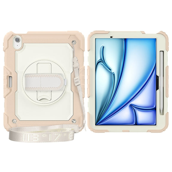 For iPad Air 11 2024 / Air 11 2025 Silicone Hybrid PC Tablet Protective Case(Cream+Rose Gold)