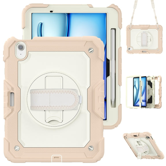 For iPad Air 11 2024 / Air 11 2025 Silicone Hybrid PC Tablet Protective Case(Cream+Rose Gold)