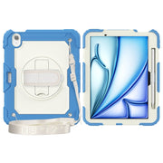 For iPad Air 11 2024 / Air 11 2025 Silicone Hybrid PC Tablet Protective Case(Cream+Navy Blue)