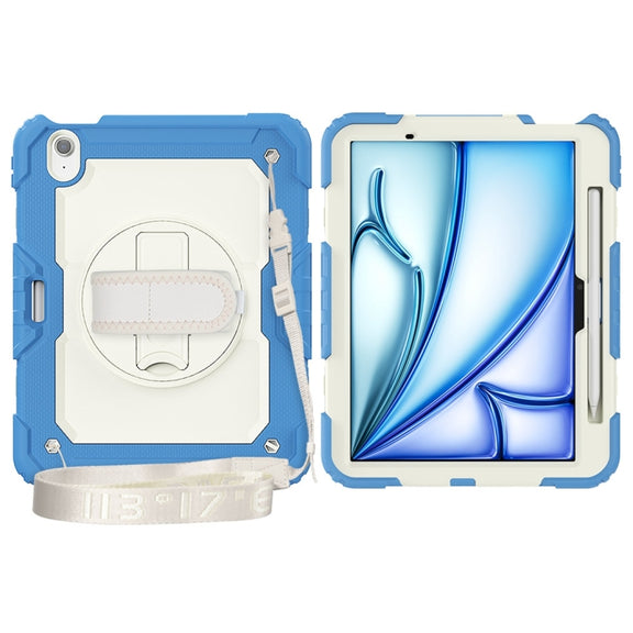 For iPad Air 11 2024 / Air 11 2025 Silicone Hybrid PC Tablet Protective Case(Cream+Navy Blue)