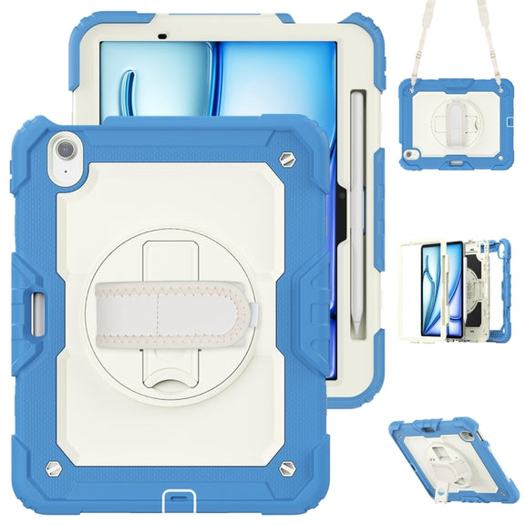 For iPad Air 11 2024 / Air 11 2025 Silicone Hybrid PC Tablet Protective Case(Cream+Navy Blue)