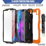 For iPad Pro 13 2024 Silicone Hybrid PC Tablet Protective Case(Orange+Black)