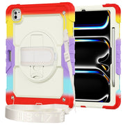 For iPad Pro 13 2024 Silicone Hybrid PC Tablet Protective Case(Rainbow Red)