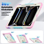 For iPad Pro 13 2024 Silicone Hybrid PC Tablet Protective Case(Rainbow Pink)