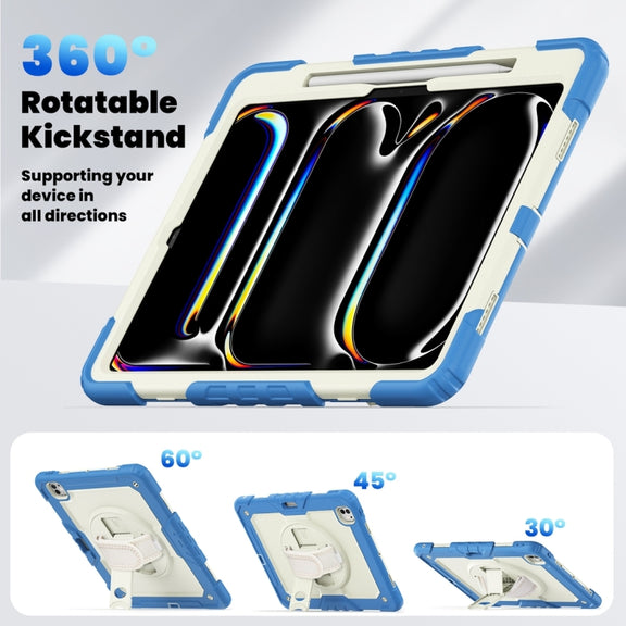 For iPad Pro 13 2024 Silicone + PC Tablet Protective Case(Cream+Navy Blue)