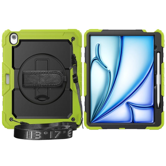 For iPad Air 13 2024 Silicone + PC Tablet Protective Case(Black+Yellow Green)