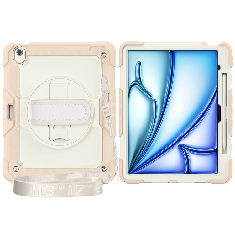 For iPad Air 13 2024 Silicone + PC Tablet Protective Case(Cream+Rose Gold)