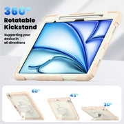 For iPad Air 13 2024 Silicone + PC Tablet Protective Case(Cream+Rose Gold)
