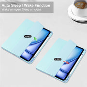 For iPad Air 13 2024 Pure Color 3-fold Clear TPU Smart Leather Tablet Case(Sky Blue)
