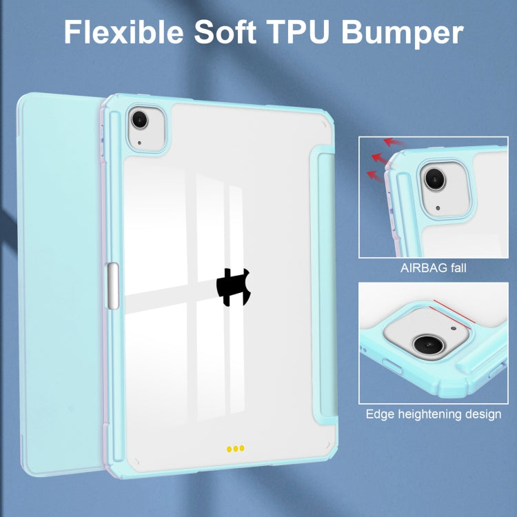 For iPad Air 13 2024 Pure Color 3-fold Clear TPU Smart Leather Tablet Case(Sky Blue)
