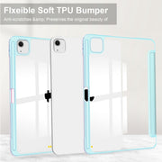 For iPad Air 13 2024 Pure Color 3-fold Clear TPU Smart Leather Tablet Case(Sky Blue)