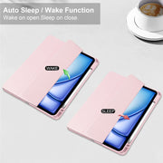For iPad Air 13 2025 / 2024 Pure Color 3-fold Clear TPU Smart Leather Tablet Case(Pink)
