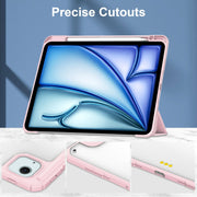 For iPad Air 13 2025 / 2024 Pure Color 3-fold Clear TPU Smart Leather Tablet Case(Pink)
