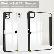 For iPad Pro 11 2024 Pure Color 3-fold Clear TPU Smart Leather Tablet Case(Black)