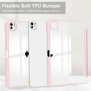 For iPad Pro 11 2024 Pure Color 3-fold Clear TPU Smart Leather Tablet Case(Pink)