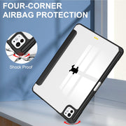 For iPad Pro 13 2024 Pure Color 3-fold Clear TPU Smart Leather Tablet Case(Black)