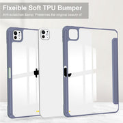 For iPad Pro 13 2024 Pure Color 3-fold Clear TPU Smart Leather Tablet Case(Lavender)