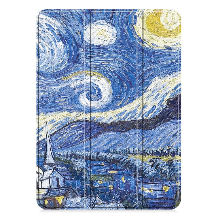 For iPad Pro 11 2024 Custer Painted 3-Fold Holder Smart Leather Tablet Case(Starry Sky)