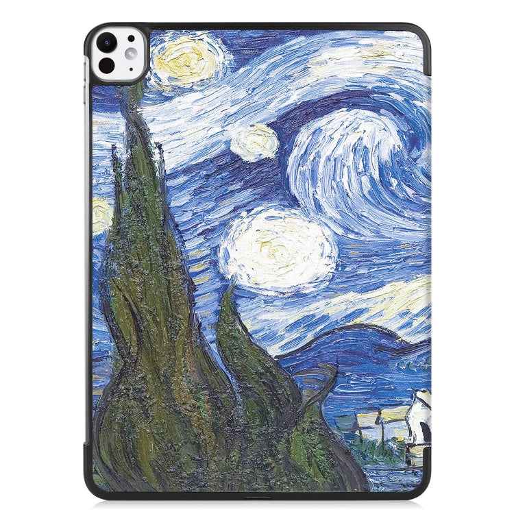 For iPad Pro 11 2024 Custer Painted 3-Fold Holder Smart Leather Tablet Case(Starry Sky)