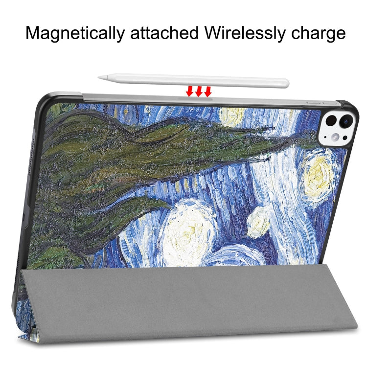 For iPad Pro 11 2024 Custer Painted 3-Fold Holder Smart Leather Tablet Case(Starry Sky)