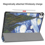 For iPad Pro 11 2024 Custer Painted 3-Fold Holder Smart Leather Tablet Case(Starry Sky)