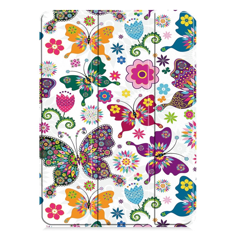 For iPad Pro 11 2024 Custer Painted 3-Fold Holder Smart Leather Tablet Case(Color Butterfly)