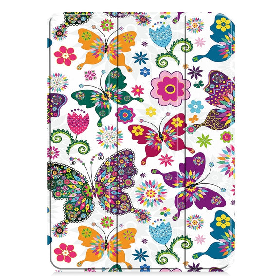 For iPad Pro 11 2024 Custer Painted 3-Fold Holder Smart Leather Tablet Case(Color Butterfly)