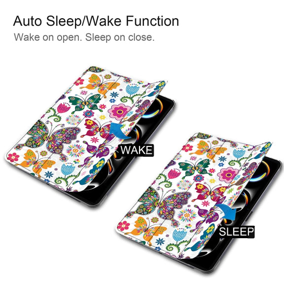 For iPad Pro 11 2024 Custer Painted 3-Fold Holder Smart Leather Tablet Case(Color Butterfly)
