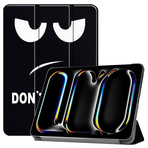 For iPad Pro 11 2024 Custer Painted 3-Fold Holder Smart Leather Tablet Case(Big Eye Me)