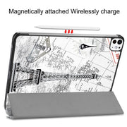 For iPad Pro 11 2024 Custer Painted 3-Fold Holder Smart Leather Tablet Case(Retro Tower)