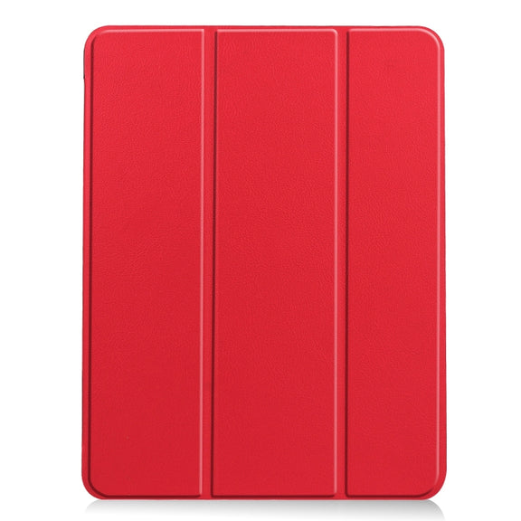 For iPad Air 11 2024 Custer TPU Pure Color 3-Fold Holder Smart Leather Tablet Case(Red)