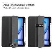 For iPad Air 11 2024 / 2025 Custer TPU Pure Color 3-Fold Holder Smart Leather Tablet Case(Black)