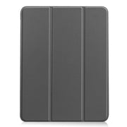 For iPad Air 11 2024 Custer TPU Pure Color 3-Fold Holder Smart Leather Tablet Case(Grey)