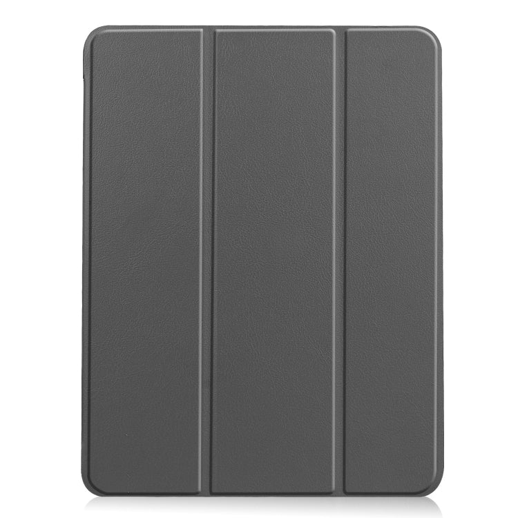 For iPad Air 11 2024 Custer TPU Pure Color 3-Fold Holder Smart Leather Tablet Case(Grey)