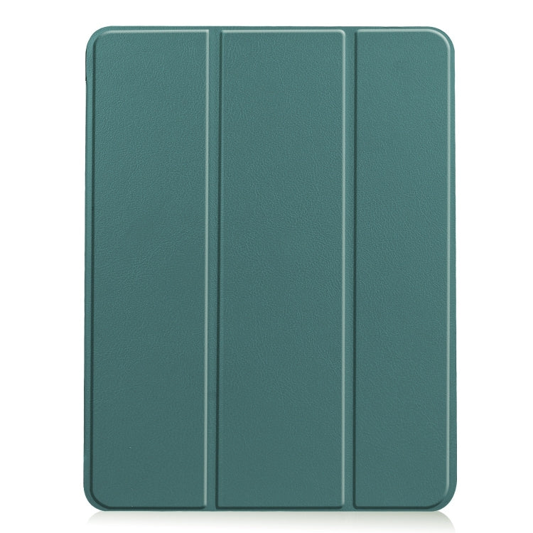 For iPad Air 11 2024 Custer TPU Pure Color 3-Fold Holder Smart Leather Tablet Case(Dark Green)