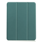 For iPad Air 11 2024 Custer TPU Pure Color 3-Fold Holder Smart Leather Tablet Case(Dark Green)