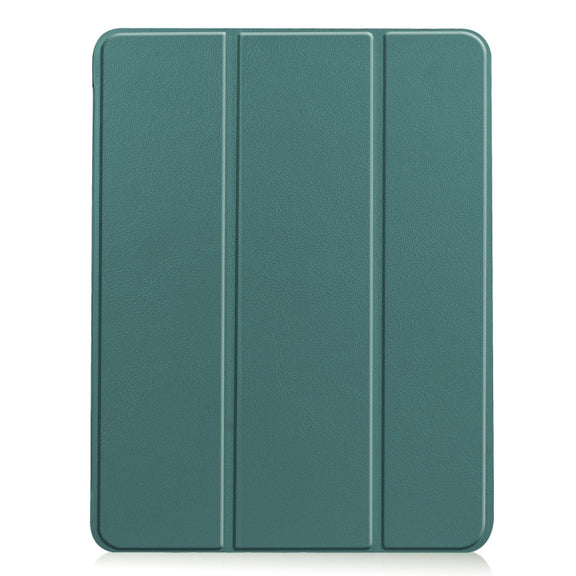 For iPad Air 11 2024 Custer TPU Pure Color 3-Fold Holder Smart Leather Tablet Case(Dark Green)