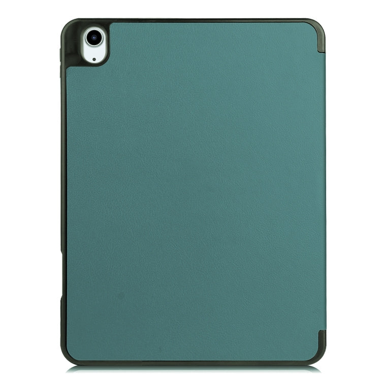 For iPad Air 11 2024 Custer TPU Pure Color 3-Fold Holder Smart Leather Tablet Case(Dark Green)