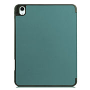 For iPad Air 11 2024 Custer TPU Pure Color 3-Fold Holder Smart Leather Tablet Case(Dark Green)