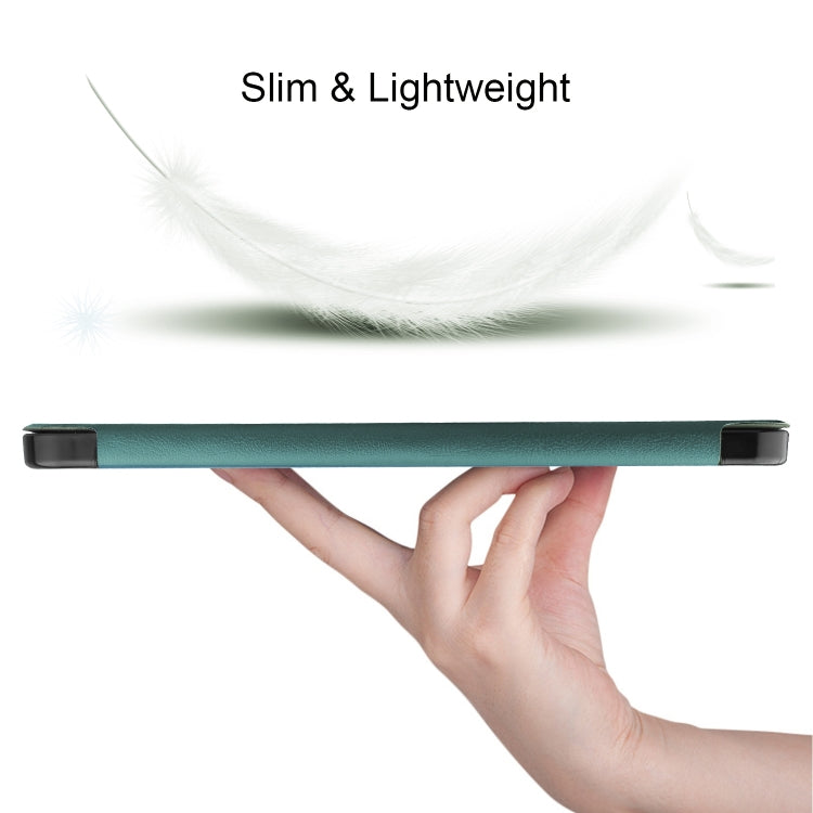 For iPad Air 11 2024 Custer TPU Pure Color 3-Fold Holder Smart Leather Tablet Case(Dark Green)