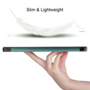 For iPad Air 11 2024 Custer TPU Pure Color 3-Fold Holder Smart Leather Tablet Case(Dark Green)