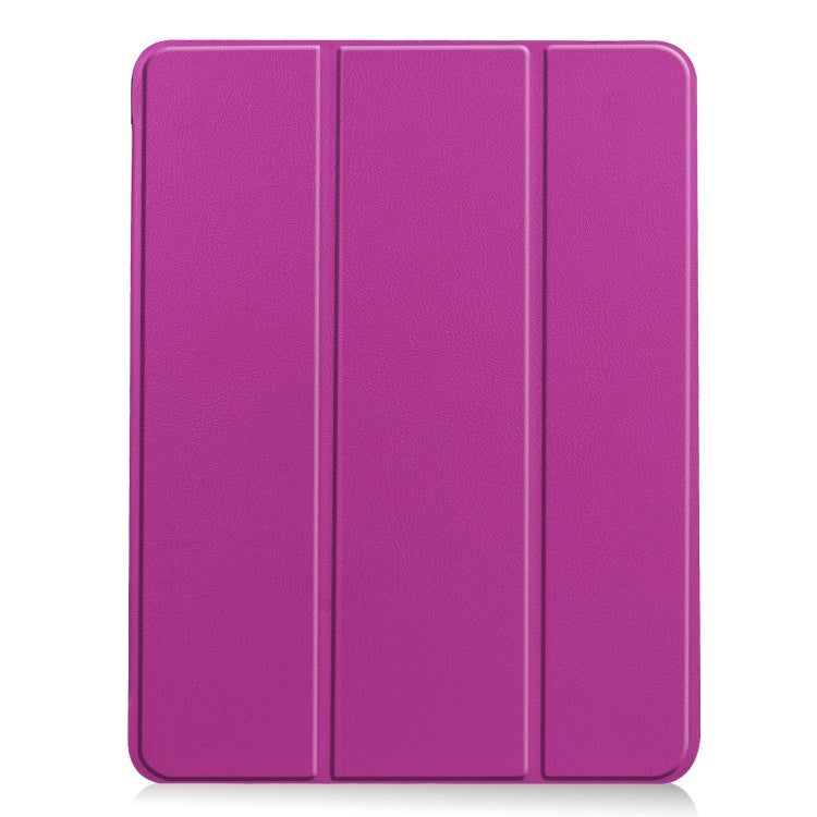 For iPad Air 11 2024 Custer TPU Pure Color 3-Fold Holder Smart Leather Tablet Case(Purple)