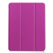 For iPad Air 11 2024 Custer TPU Pure Color 3-Fold Holder Smart Leather Tablet Case(Purple)