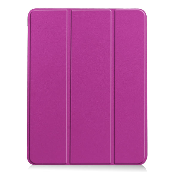 For iPad Air 11 2024 Custer TPU Pure Color 3-Fold Holder Smart Leather Tablet Case(Purple)