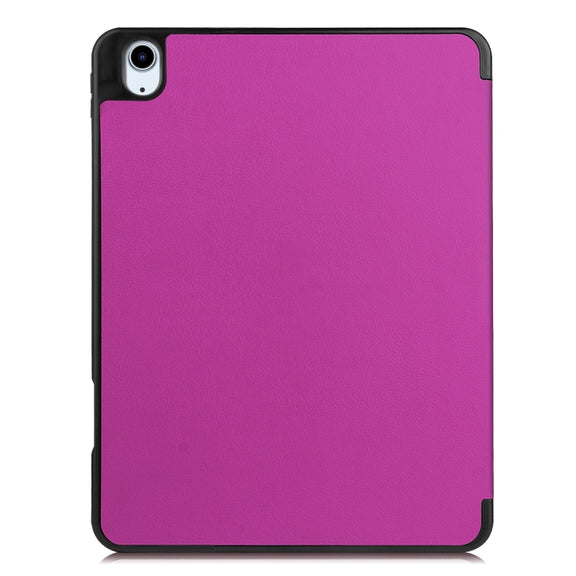 For iPad Air 11 2024 Custer TPU Pure Color 3-Fold Holder Smart Leather Tablet Case(Purple)