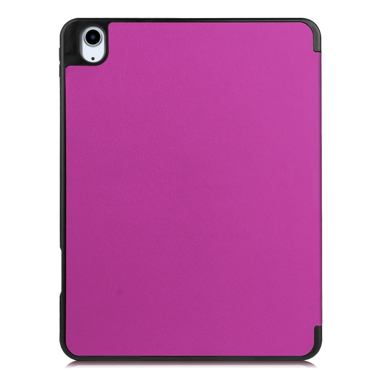 For iPad Air 11 2024 Custer TPU Pure Color 3-Fold Holder Smart Leather Tablet Case(Purple)