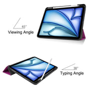 For iPad Air 11 2024 Custer TPU Pure Color 3-Fold Holder Smart Leather Tablet Case(Purple)