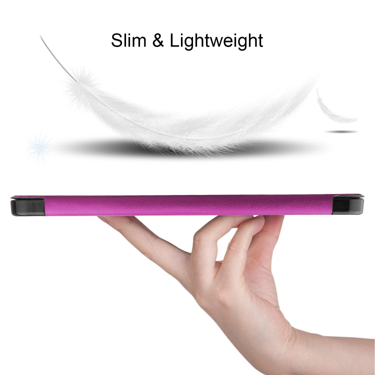 For iPad Air 11 2024 Custer TPU Pure Color 3-Fold Holder Smart Leather Tablet Case(Purple)