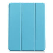 For iPad Air 11 2024 Custer TPU Pure Color 3-Fold Holder Smart Leather Tablet Case(Sky Blue)