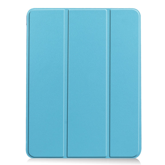 For iPad Air 11 2024 Custer TPU Pure Color 3-Fold Holder Smart Leather Tablet Case(Sky Blue)